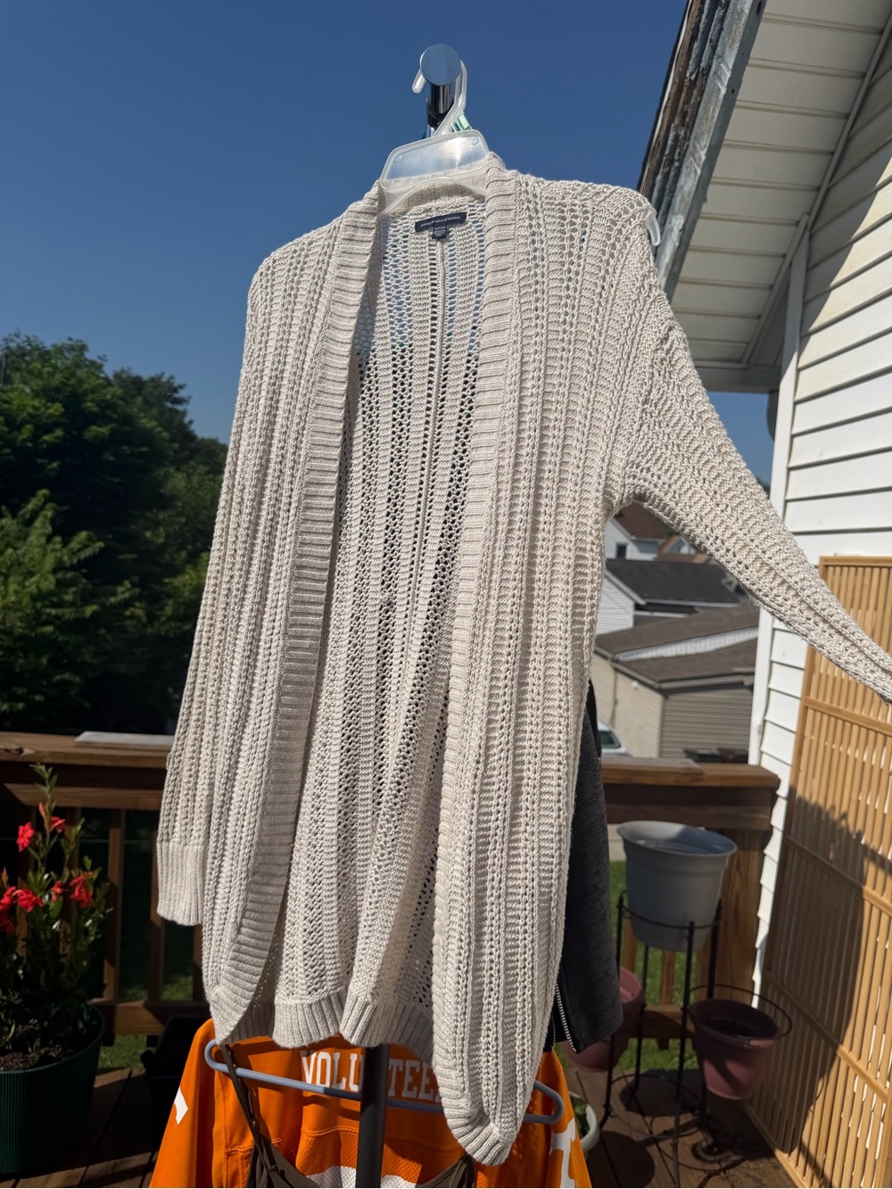 American eagle Light Beige Open-Front Knit Cardigan Sweater - Picture 5 of 7